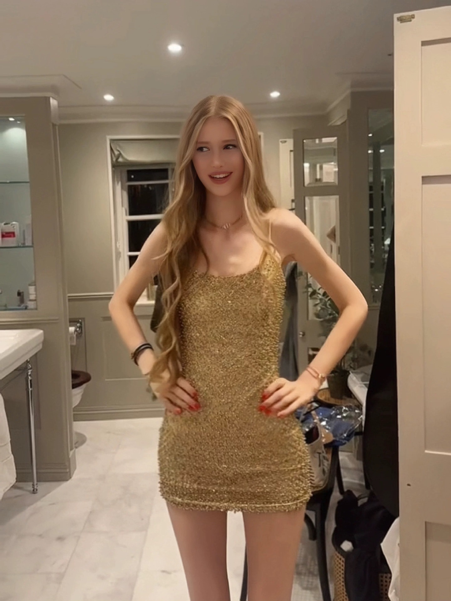 Sparkly Rhinestone Club Party Dress - Damska, błyszcząca sukienka mini typu bodycon,