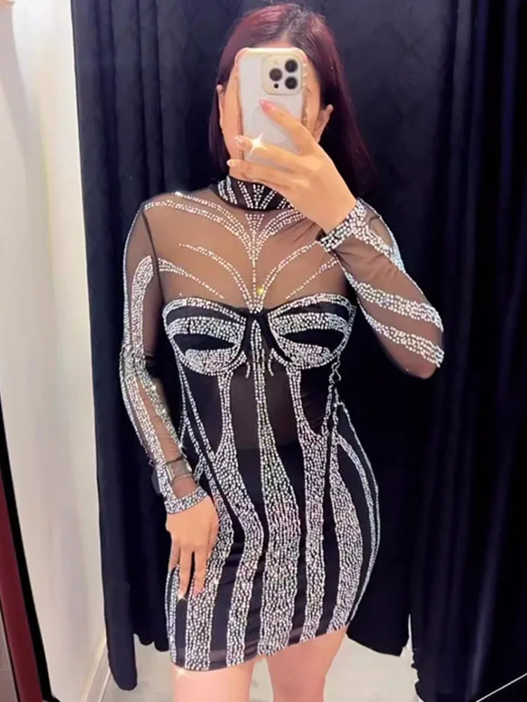 Błyszczące diamenty Rhinestone – Sparkly Rhinestone Club Party Dress recenzja i cena