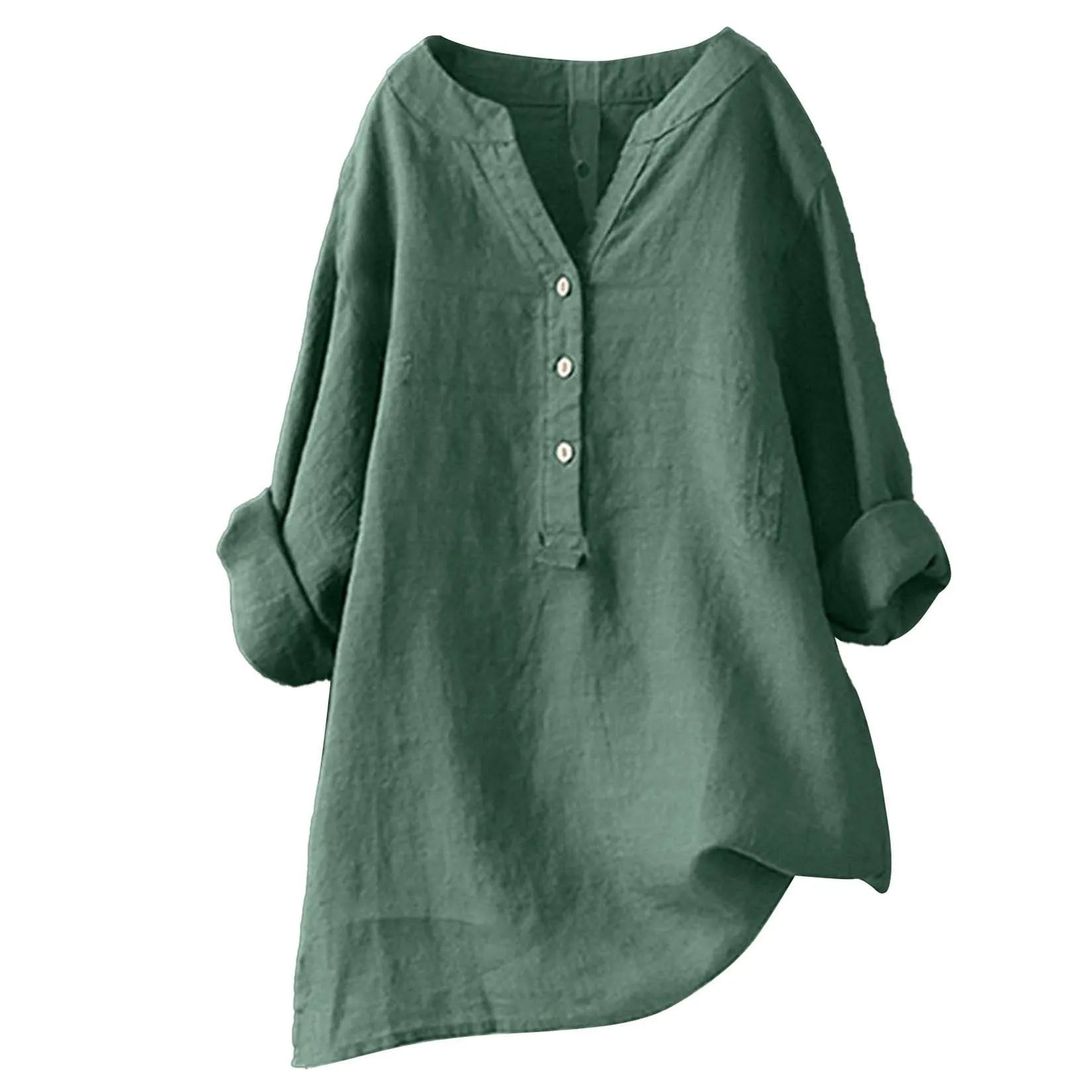 Bluzki i koszule unisex, damsk – Casual Loose Linen Shirt Dress recenzja i cena