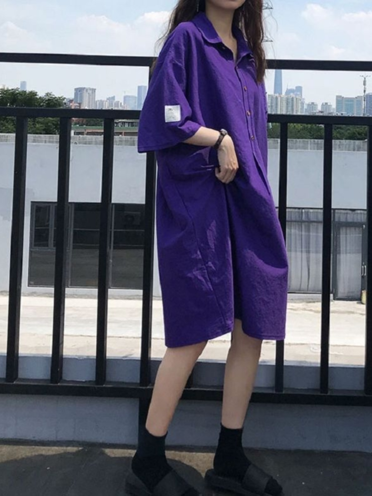 Sukienka koszulowa plus size,  – Korean Style A Line Shirt Dress recenzja i cena