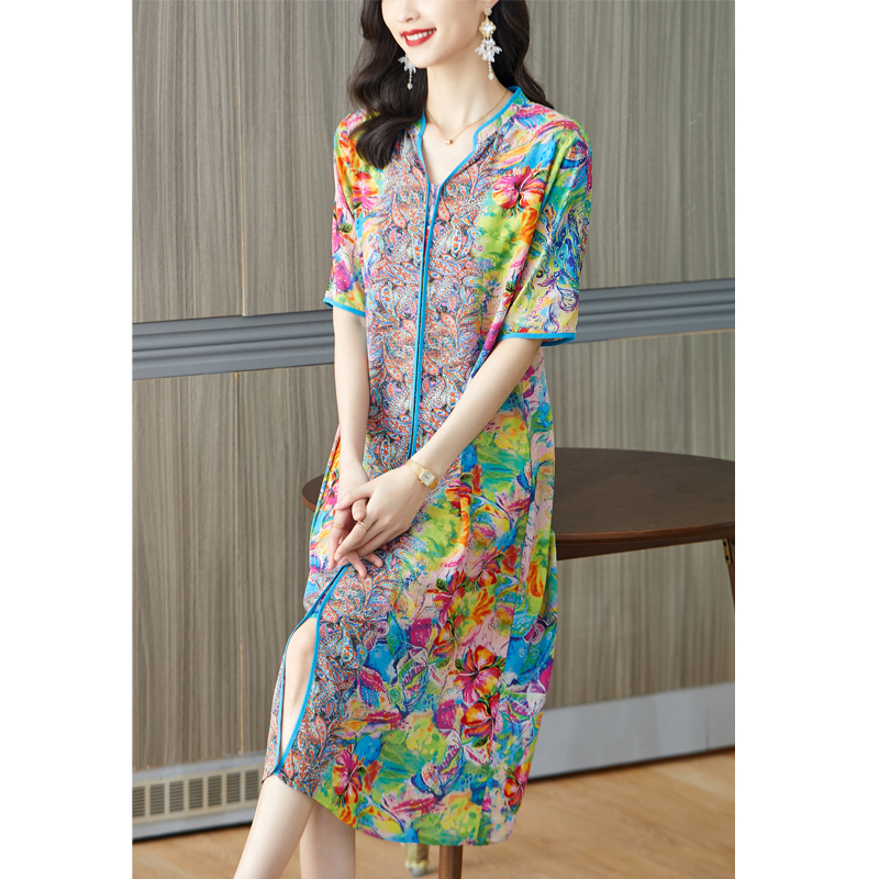 2024 nowa różowa kwiecista jed – French Vintage Floral Midi Dress recenzja i cena