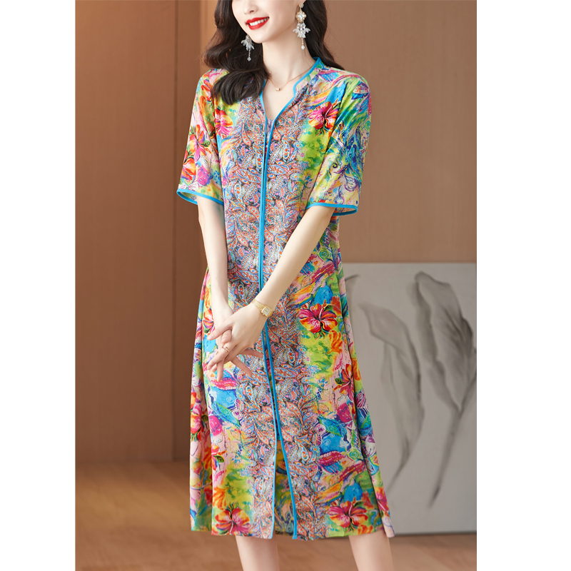 2024 nowa różowa kwiecista jed – French Vintage Floral Midi Dress recenzja i cena
