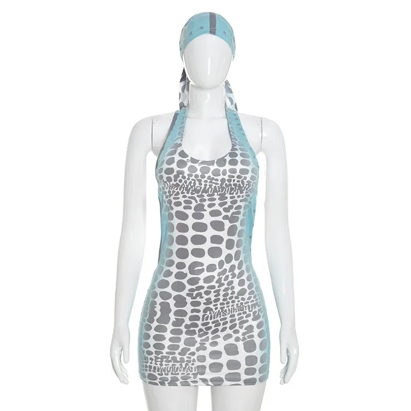 Seksowna sukienka mini z odkry – Y2K Backless Halter Mini Dress recenzja i cena