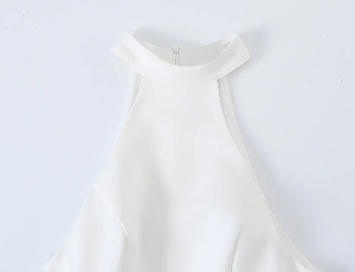 Damska biała mini sukienka z w – Y2K Backless Halter Mini Dress recenzja i cena