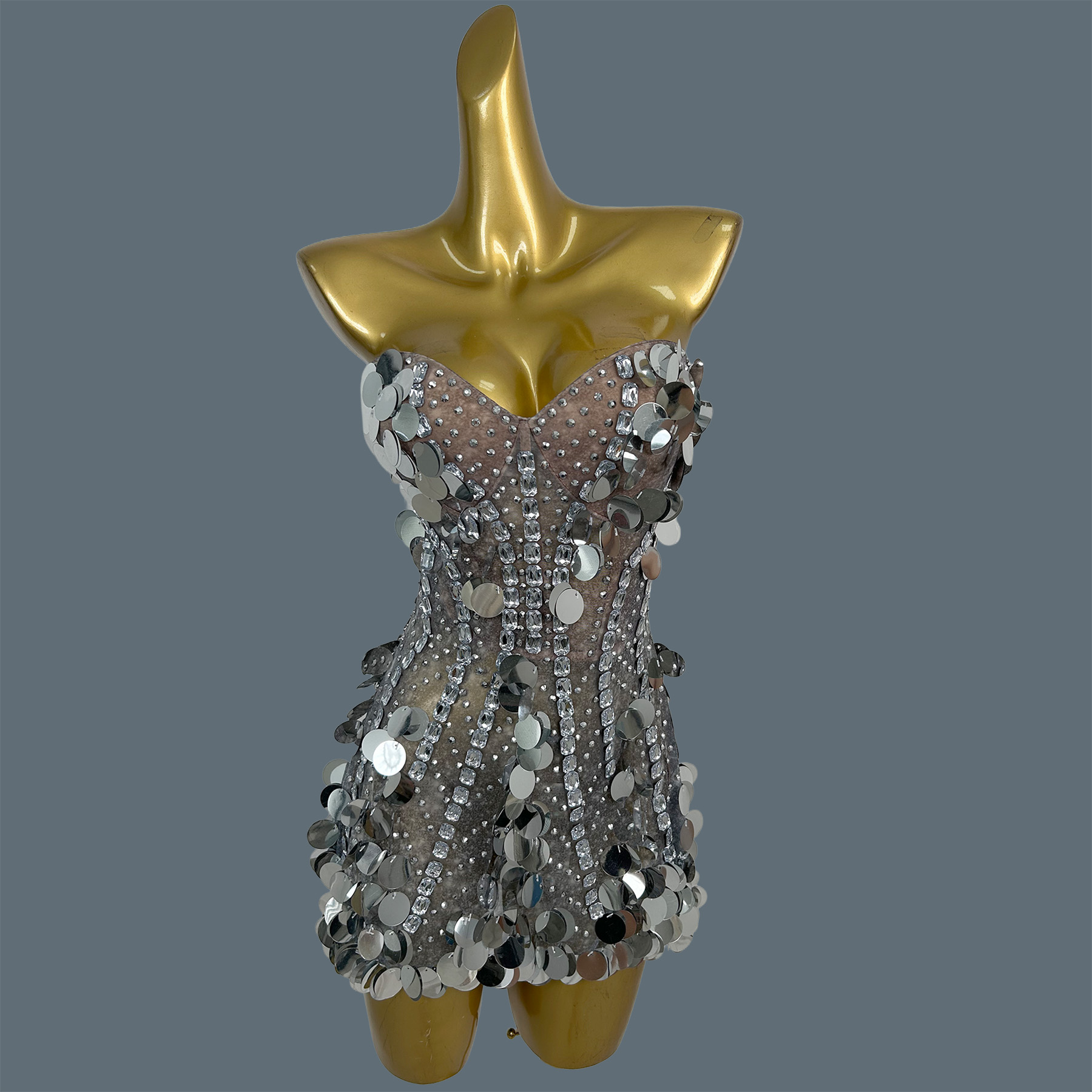 Damska sukienka mini bez ramią – Sparkly Rhinestone Club Party Dress recenzja i cena