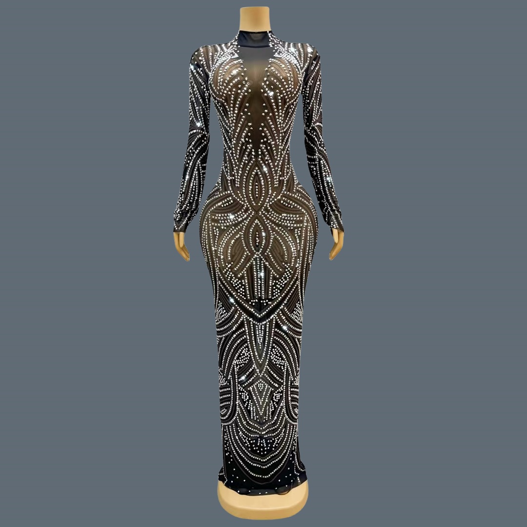Czarna, nowa, błyszcząca sukni – Sparkly Rhinestone Club Party Dress recenzja i cena