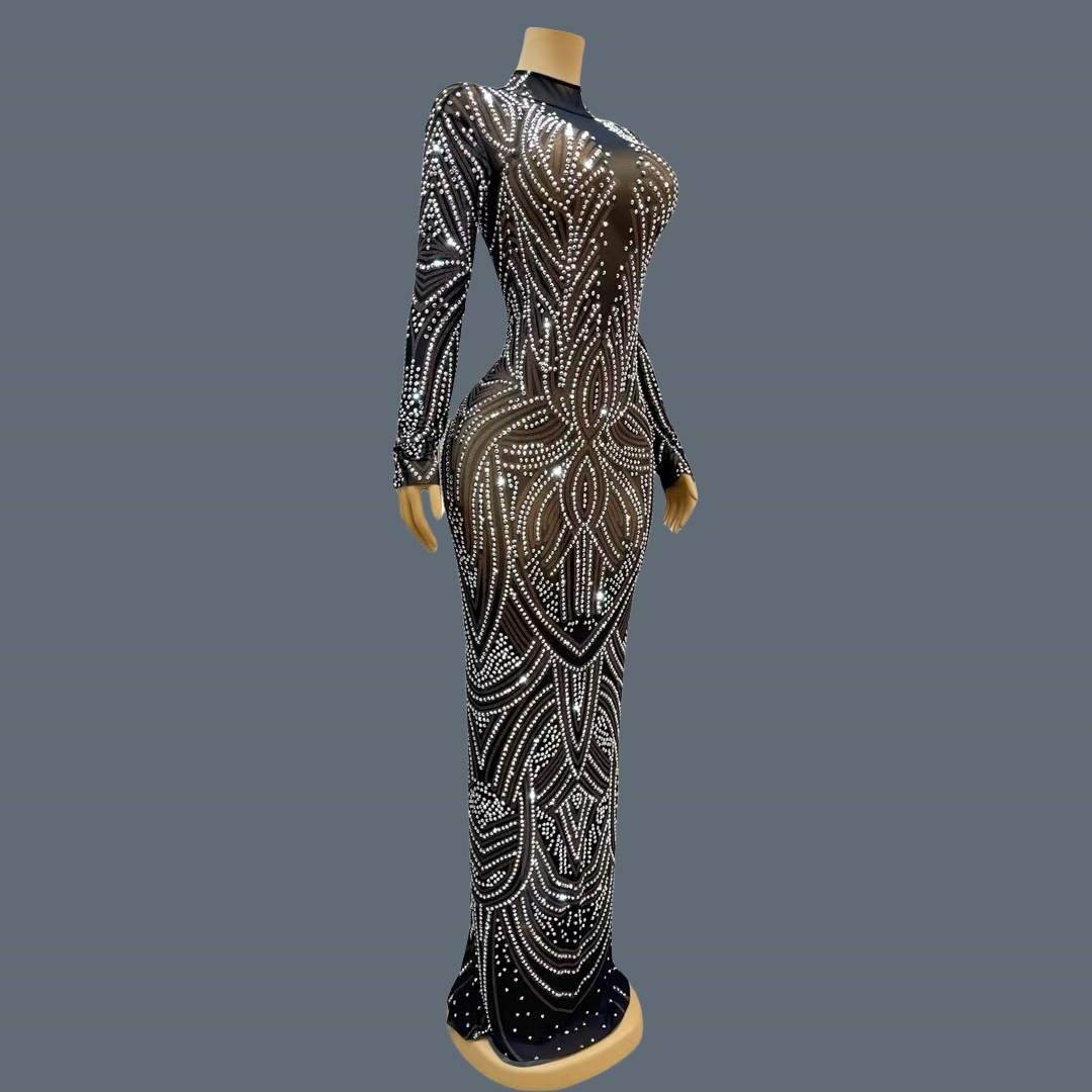 Czarna, nowa, błyszcząca sukni – Sparkly Rhinestone Club Party Dress recenzja i cena